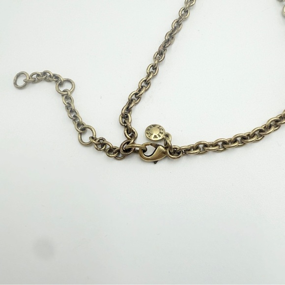 J Crew Signed Necklace Off White Crystal Stations Gold Tone Chain Statement - Picture 6 of 10